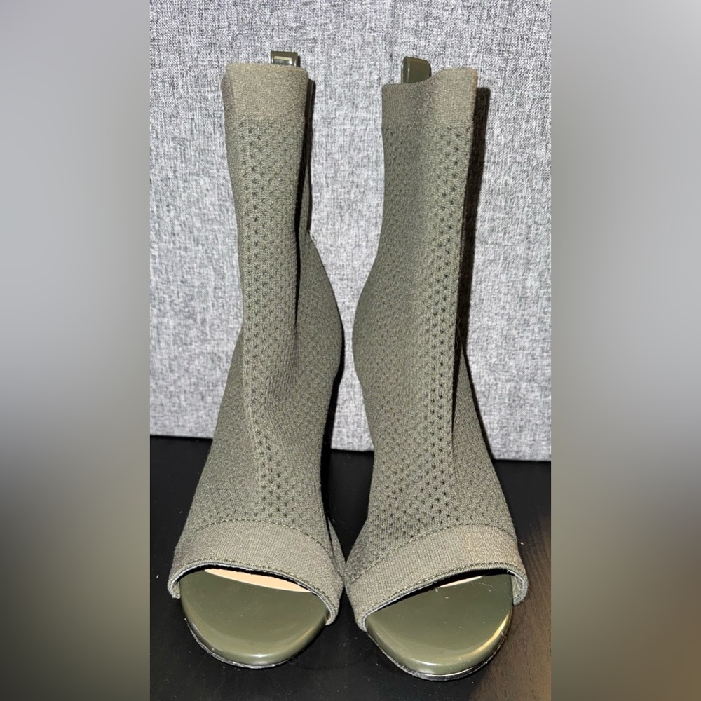 Olive green knit ankle booties
